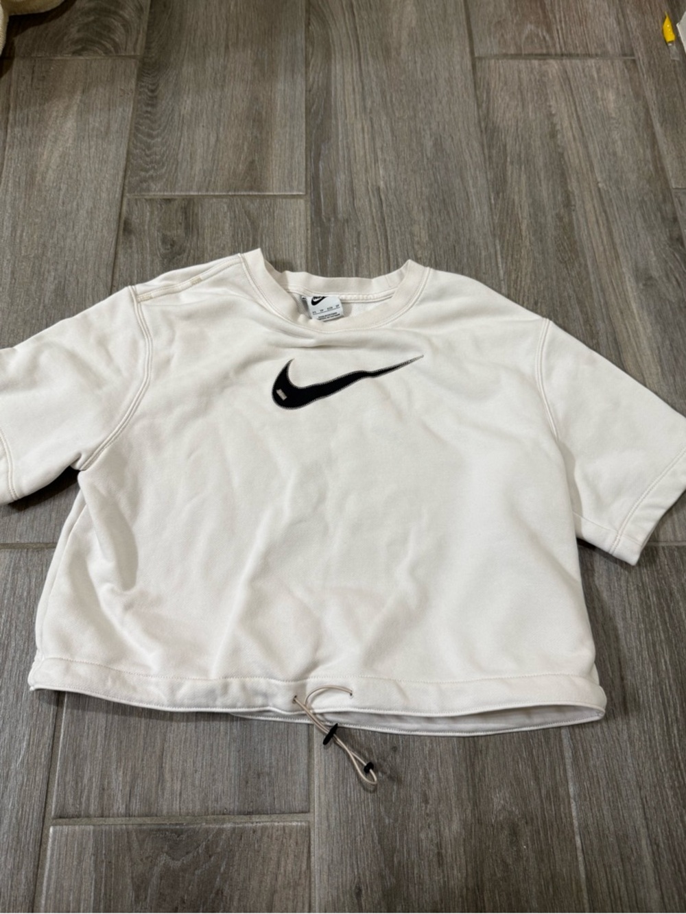 Nike Off-White Crewneck Tee with Black Swoosh